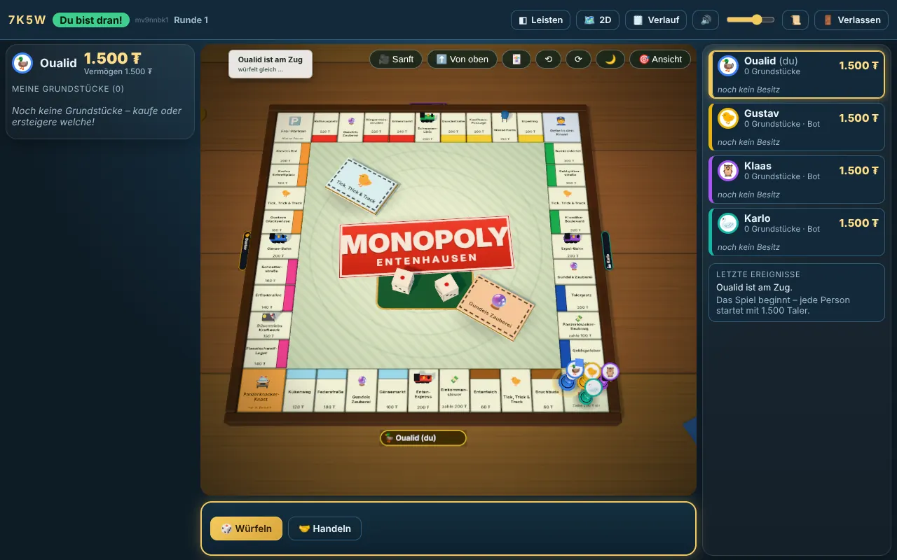 Monopoly Entenhausen in der 3D-Ansicht